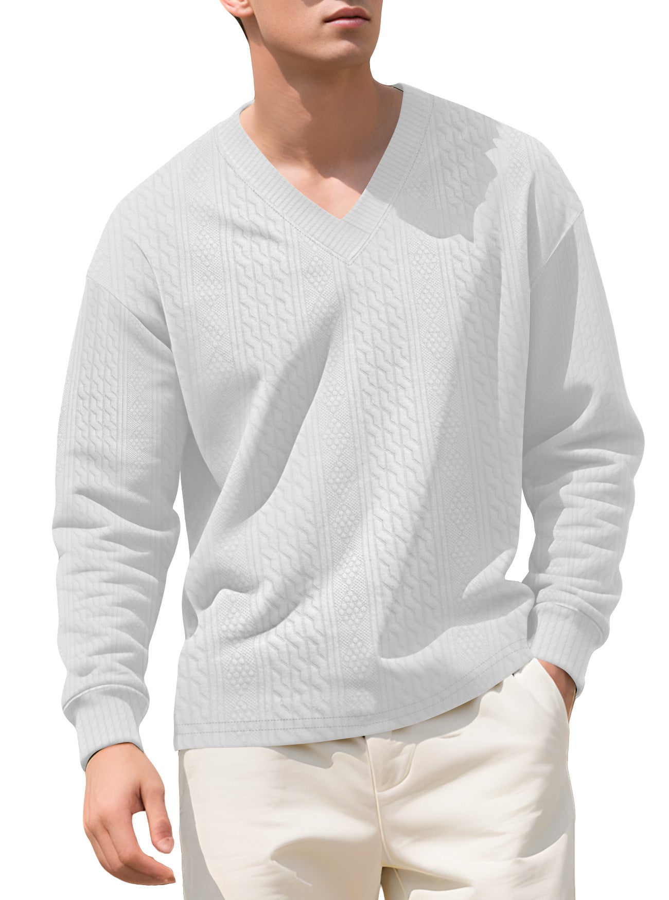 Men's Loose Long-sleeved Hoodie With Jacquard Trendy