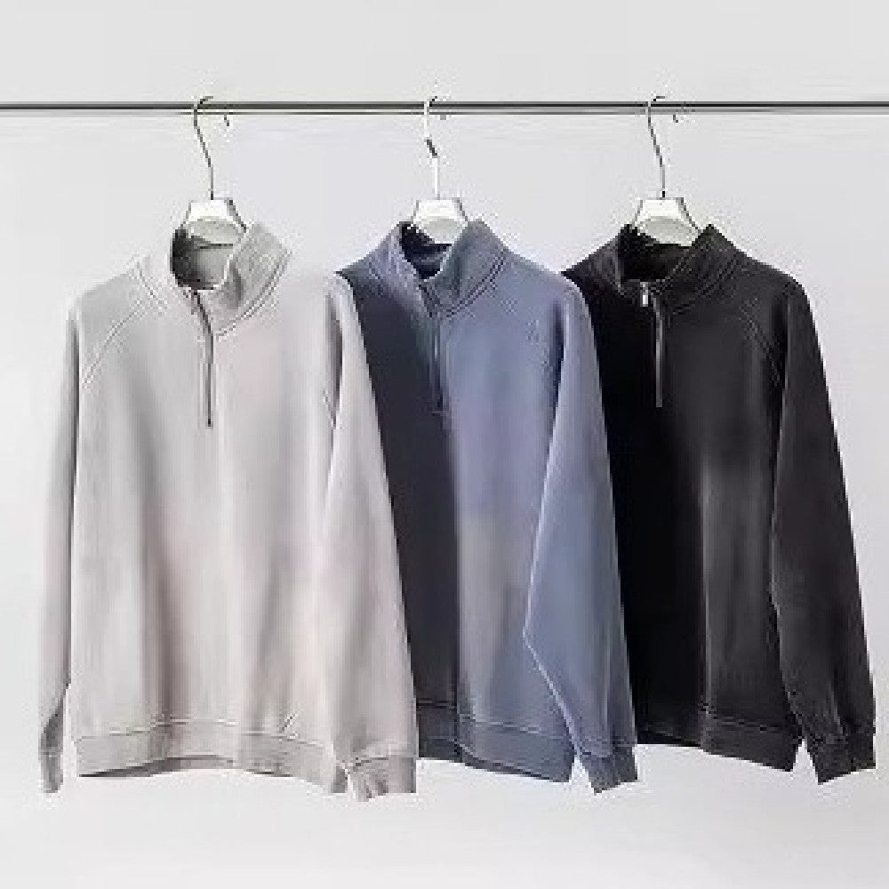 Half Zipped Stand Collar Pullover Sweater Coat