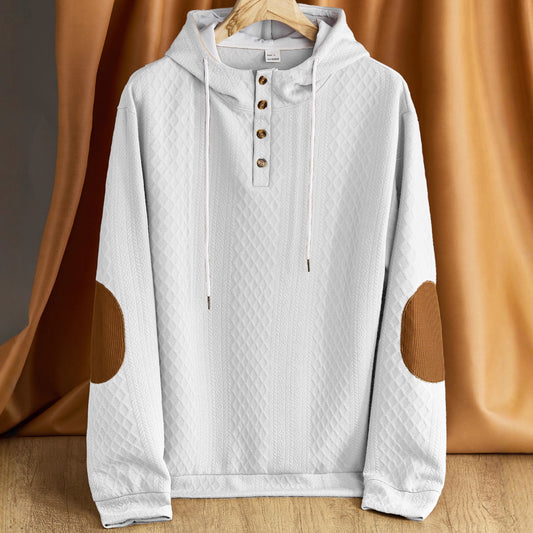 Men's Leisure Pullover Jacquard Hooded Embroidered Sweater