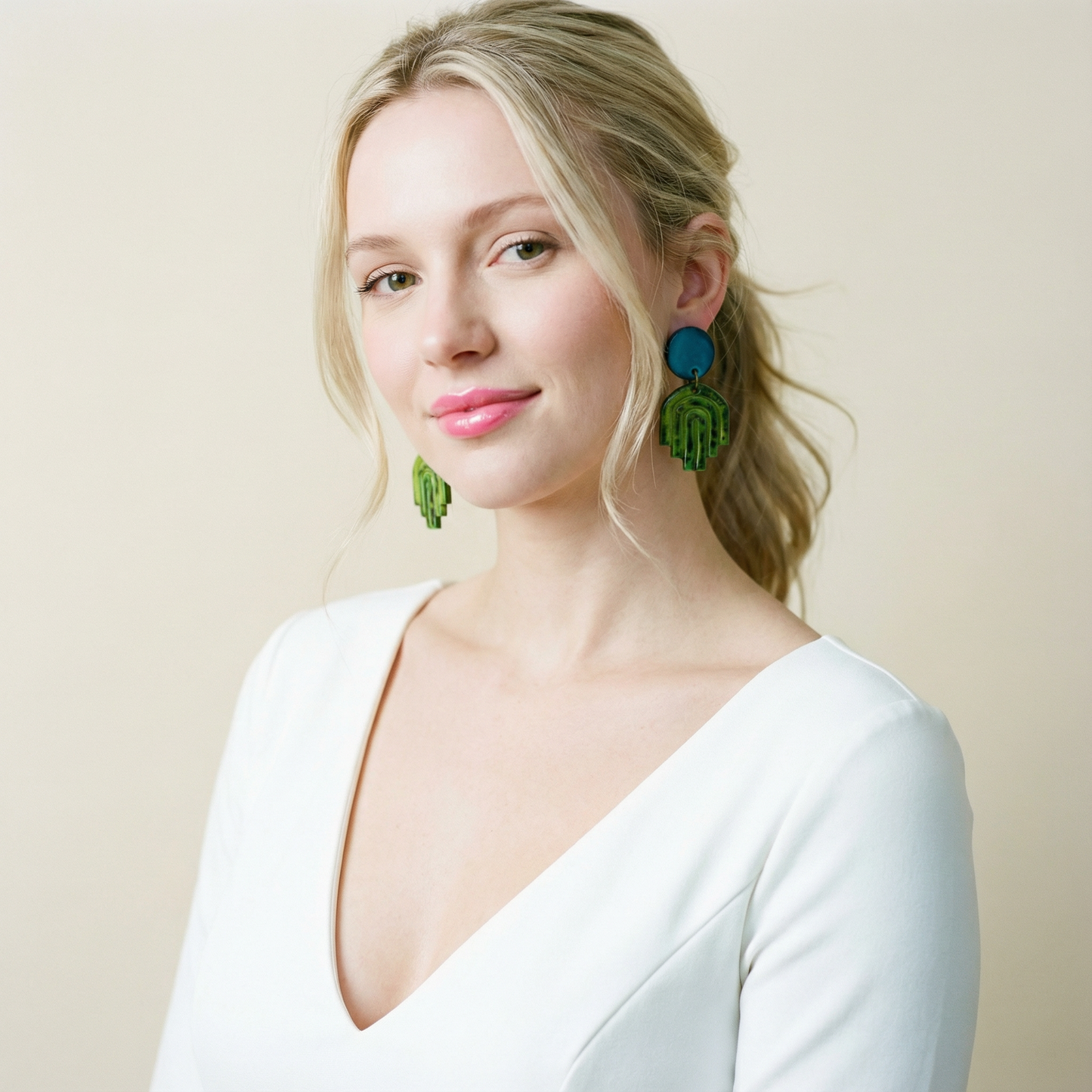 Brown & Red Art Deco Earrings